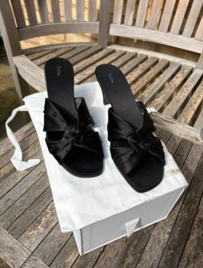 The Row Black Silk Mules 4