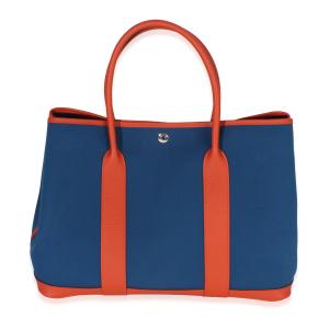 Hermès Bleu Outremer Capucine Toile Officier Vache Country Garden Party 36 PHW 2