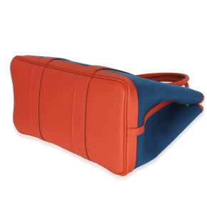 Hermès Bleu Outremer Capucine Toile Officier Vache Country Garden Party 36 PHW 6