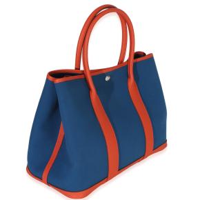 Hermès Bleu Outremer Capucine Toile Officier Vache Country Garden Party 36 PHW 3