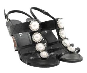 Chanel Faux Pearl Embellished Sandals 8