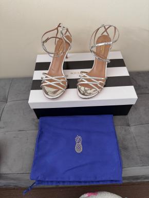 Aquazurra Silver Very First Kiss Sandals 12