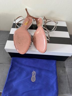 Aquazurra Silver Very First Kiss Sandals 10