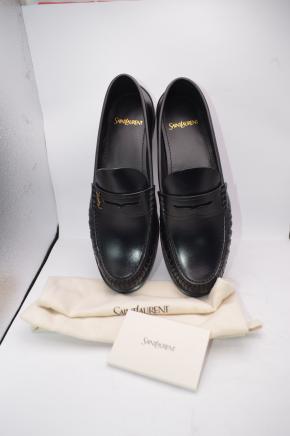 Saint Laurent Black Leather Moccasins 9