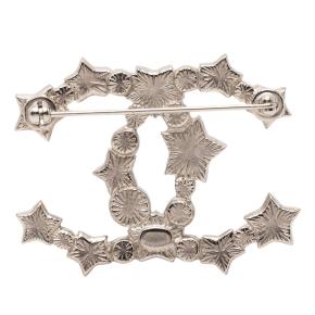 Chanel Silver Plated Resin and Faux Pearl Star Brooch 2