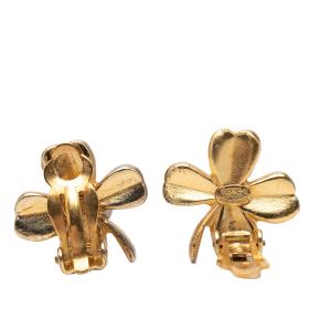 Chanel Gold Plated Clover Clip On Earrings 3