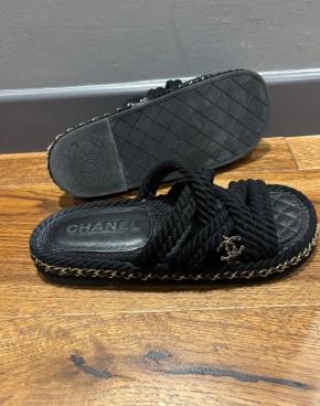 Chanel Black Rope Slides 11