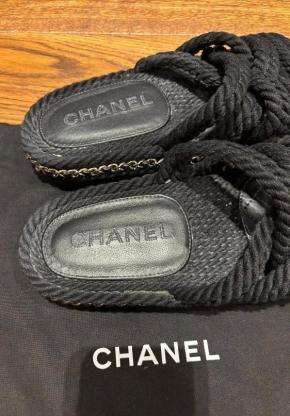 Chanel Black Rope Slides 8