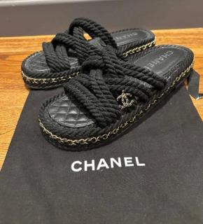 Chanel Black Rope Slides 7
