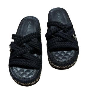 Chanel Black Rope Slides 9