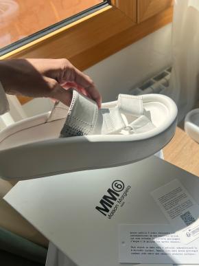MM6 White Leather Sandals 3