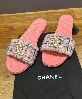 Chanel Tweed Flat Slides 2