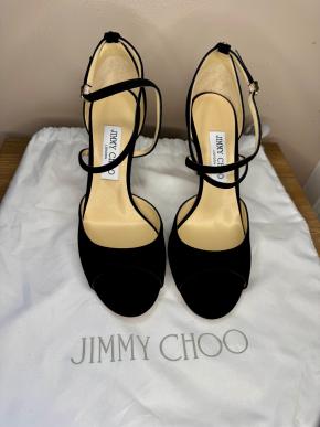 Jimmy Choo Black Suede Emsy 85 Sandals 2