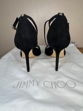 Jimmy Choo Black Suede Emsy 85 Sandals 7