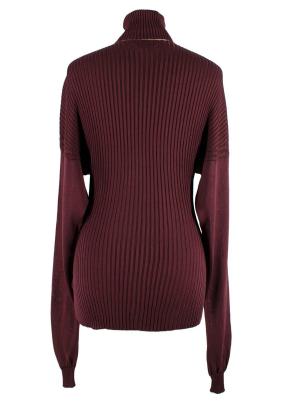 Burgundy Long Sleeve Ribbed Turtleneck Top 2