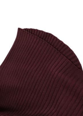 Burgundy Long Sleeve Ribbed Turtleneck Top 3