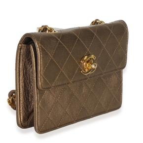 Chanel Metallic Quilted Lambskin Extra Mini Square Flap Bag 3