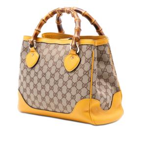 Gucci Yellow Small GG Canvas Diana Bamboo Top Handle Tote 2