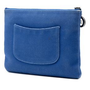 Chanel Blue Medium Canvas La Pausa Zip O Case Clutch 2
