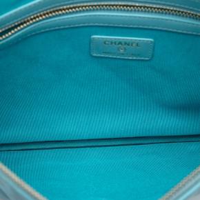 Chanel Blue Medium Quilted Lambskin O Case Clutch 4