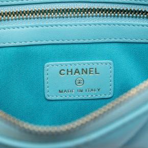 Chanel Blue Medium Quilted Lambskin O Case Clutch 5