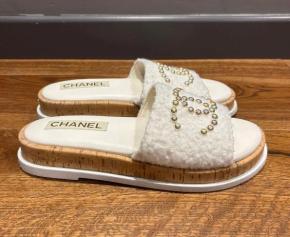 Chanel Embellished Terrycloth Slides 7