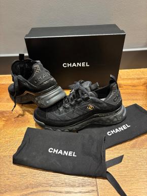 Chanel Black Fabric Trainers 4