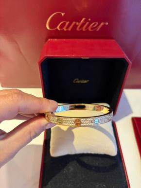 Cartier Full Pave Set Diamond Rose Gold Love Bracelet 17 with box and receipt 7