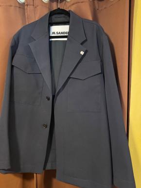 Jil Sander Navy Blue Gabardine Wool Jacket 2