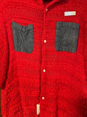 4S Designs Red Boucle And Chambray Shirt 4