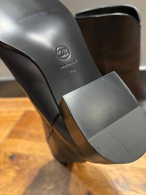 Chanel Black Leather CC Boots 5