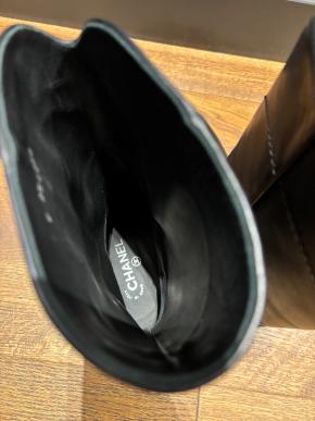 Chanel Black Leather CC Boots 6