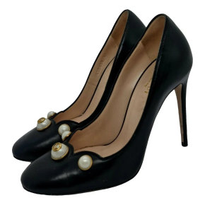 Gucci Embellished Black Leather Pumps 2