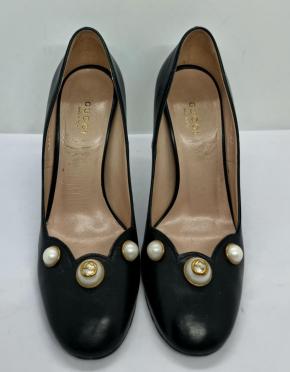 Gucci Embellished Black Leather Pumps 4