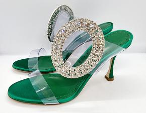 Jimmy Choo Oversized Crystal Buckle Sandals 2