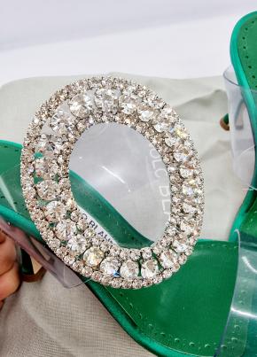 Jimmy Choo Oversized Crystal Buckle Sandals 9