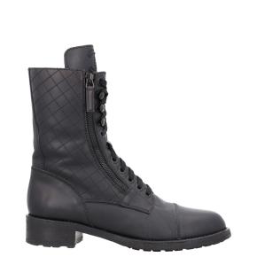 Chanel Interlocking CC Logo Leather Combat Boots 2