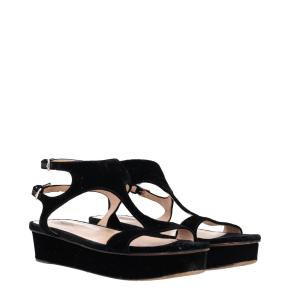 Valentino Black Velvet Platform Sandals 5