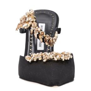 Manolo Blahnik Lurum 90MM Embellished Satin Mules 4