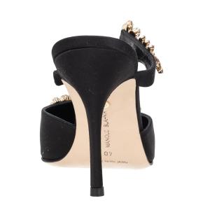 Manolo Blahnik Lurum 90MM Embellished Satin Mules 9