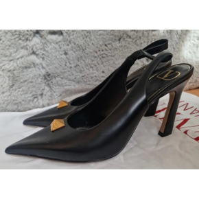Valentino Black Slingback Heeled Sandals 4