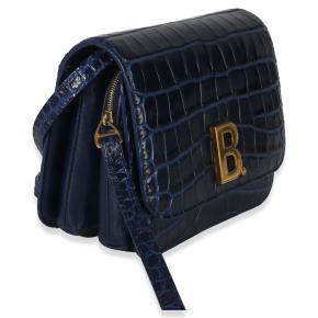 Balenciaga B. Navy Croc Small Shoulder Bag 3