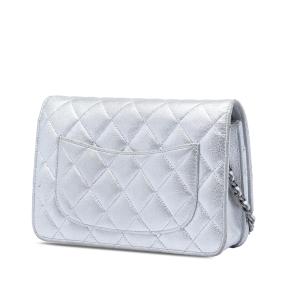 Chanel Silver Reissue 2.55 Quilted Metallic Aged Calfskin Wallet on Chain 2