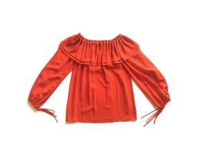 Michael Kors Red Off The Shoulder Crepe Top 7