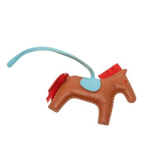 Hermes Tan Milo Lambskin Grigri Rodeo Pegase Bag Charm MM 2