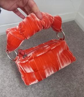 Dries Van Noten Orange Velvet Knot Bag 2