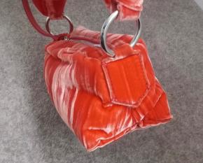 Dries Van Noten Orange Velvet Knot Bag 11