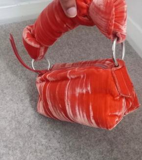 Dries Van Noten Orange Velvet Knot Bag 12