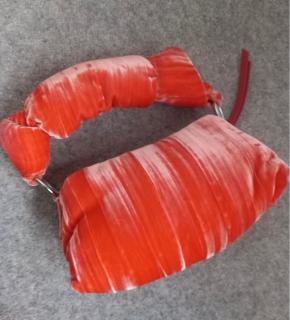 Dries Van Noten Orange Velvet Knot Bag 9