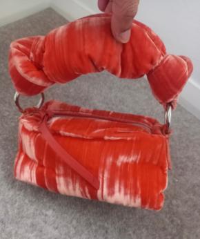 Dries Van Noten Orange Velvet Knot Bag 5